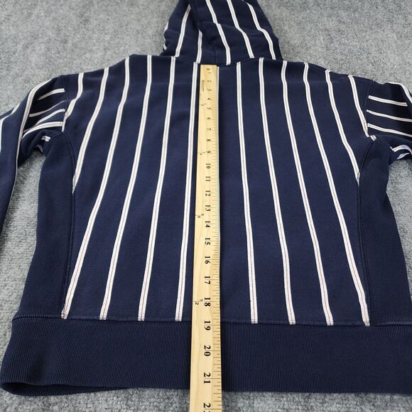 Champion Hoodie Womens Medium Blue Stripe Reverse Weave Heavyweight Sweatshirt - Picture 6 of 16